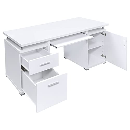 Coaster Computer Desk With 2 Drawers And Cabinet White #TOP3