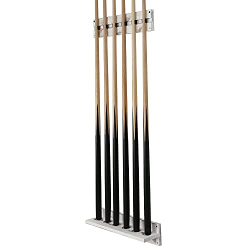 Mygift Vintage Whitewashed Wood Billiards Pool Stick Holder Wall Mount Cue Rack With Clips - Holds Up To 6 Cues #TOP6