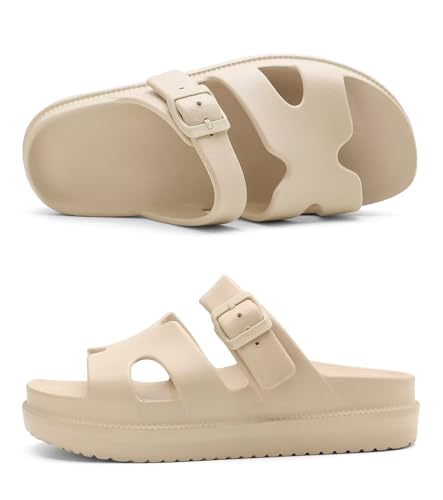Image of Haifago Women's Platform Sandals with Arch Support, Summer Beach Slides Adjustable Buckle Comfortable Lightweight EVA Slip on Slide