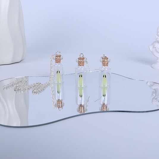 MALOYANVE Ghost Earrings and Necklace for Women and Men Adopt A Ghost In Vial Bottle Earrings Necklace Glow In Dark Cute and Spooky Halloween Jewelry Set Fun Gifts - Image 2