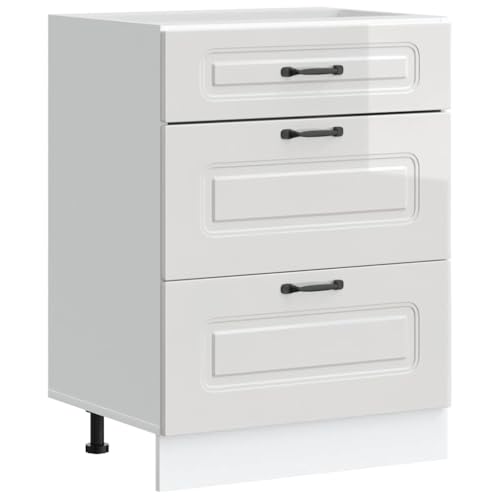 vidaXL Meuble Bas de Cuisine « Kalmar » Bois d'ingénierie Blanc Brillant