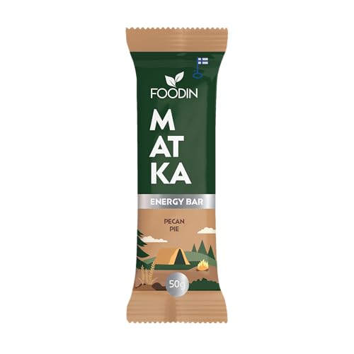 FOODIN MATKA Barrita Energética — Tarta de Nuez Pecana – Sin Azúcar y Sin Gluten – Snack Nutritivo y Natural – 12 x 50 g