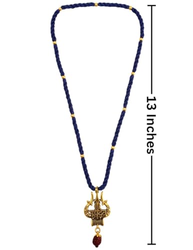 Image of BookMyCostume Spiritual & Devotional Mala Collection - Natural Tulsi Kanthi & Rudraksha Bead Necklaces with Trishul & Religious Pendants - Unisex Ethnic Jewellery for Puja, Meditation, Festivals & Daily Wear