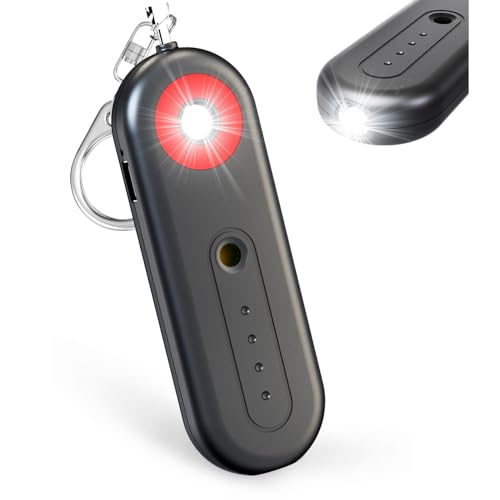 Rechargeable Personal Safety Alarm for Women - 130dB Self Defense Keychain Siren Whistle with SOS Strobe Light, Low Battery Notice - Emergency Security Safe Protection Devices, College Essentials