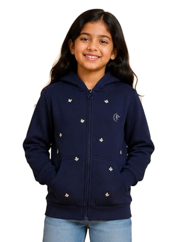 Image of Unisex Kids Solid Full Sleeve Zip Front Open Hooded Sweatshirt