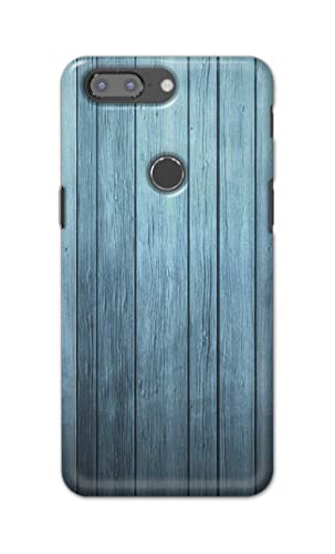 Image of Printed Hard Back Cover Case for OnePlus 5T Back Cover (Wooden Blue) -702