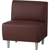 ベルセア 応接ソファ 1人掛け PVCレザー 肘なし 幅610×奥行610×高さ710mm ダークブラウン OC-PS-1PNP-DB