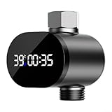 Zilimontt LED Digitale Dusche Display mit Wasserdurchfluss Stromerzeugung - Batterie Wasserdicht Wasserthermometer für Duschen, Badewannen & Armaturen, ABS +