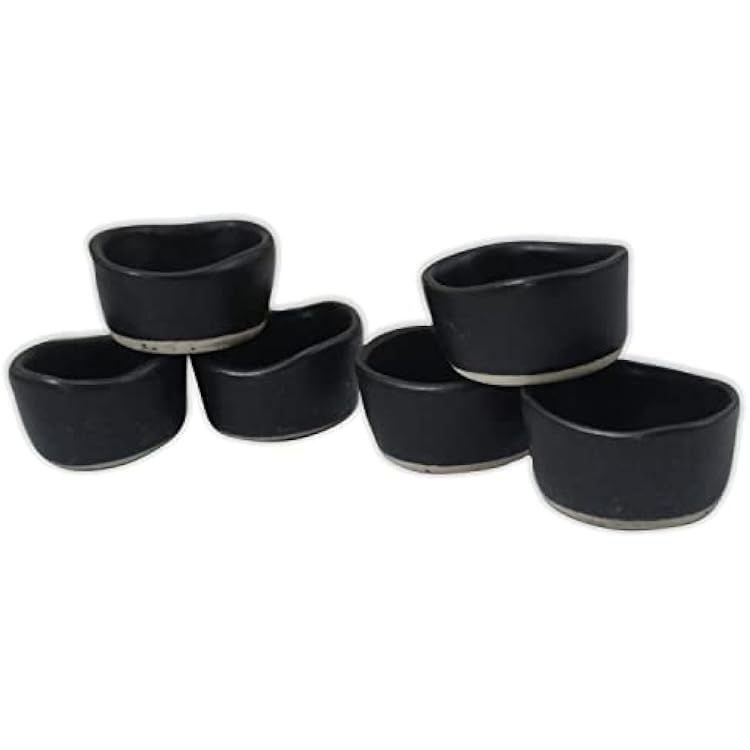 roro Handmade 2-Inch Matte Black Ceramic Pinch Bowls, Set of 6 Versatile Stoneware for Spices, Condiments, Appetizers & Finger Foods