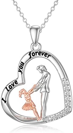 ROMANTICWORK Father Daughter Necklace Sterling Silver Daughter Necklace from Dad I love you forever Heart Pendant Jewellery Daughter Birthday Gifts for Girls Daughter