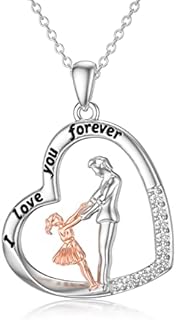 ROMANTICWORK Father Daughter Necklace Sterling Silver Daughter Necklace from Dad I love you forever Heart Pendant Jewellery Daughter Birthday Gifts for Girls Daughter