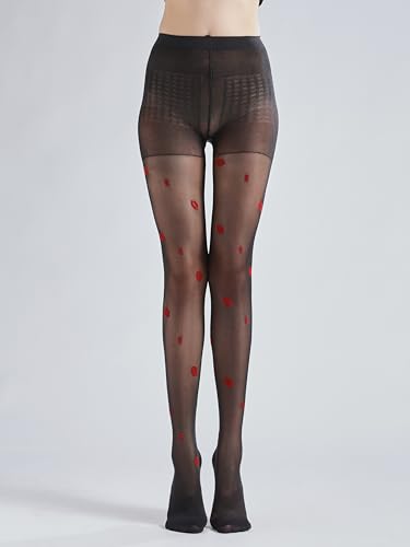 Image of Sahabowi Women Sheer Tights, High Waist Pantyhose, Vintage Control Top Stockings(Patterns Colourful), Pantyhose5