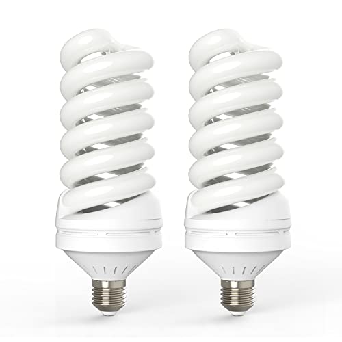 Julius Studio (LED Spiral Design) 2-Pack 30W LED Photo Light Bulbs, 300W Equivalent CFL Replacement, E26/E27 Base White Daylight 6500K 3000Lumen, Energy Efficient Performance, JSAG816