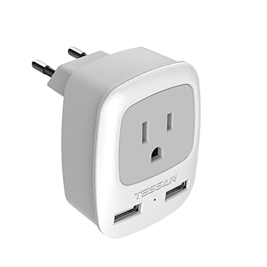 European Travel Plug Adapter, TESSAN International Power Plug with 2 USB, Type C Outlet Adaptor Charger for US to Most of Europe EU Iceland Spain Italy France Germany