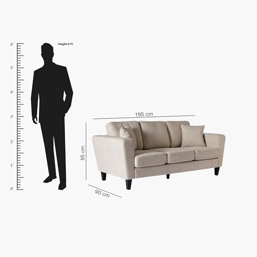 Image of Cathy 6 Seater Sofa Set (3+2+1, Beige) | Fabric Sofa 6 Seater 3 2 1 Seater Sofa for Home Living Room Bedroom Office | 1 Year Warranty