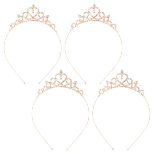 HINZIC Pacote com 4 tiaras de cabelo femininas com strass com glitter, faixas de cabelo antiderrapantes estilo coração, faixas de cabelo de cristal cintilante, acessórios de cabelo para casamento,
