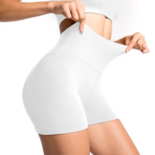 Sanpetix Gym Shorts for Women Black Cycling Shorts for Biker Workout White 1 Pack LXL
