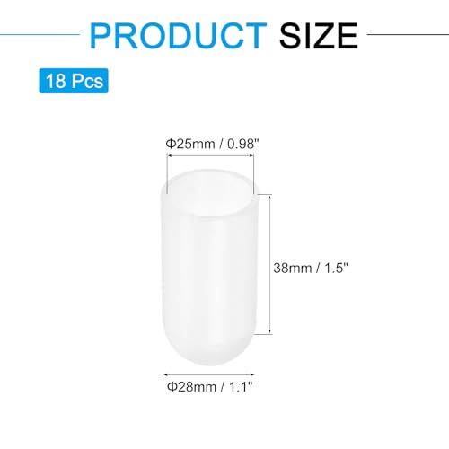 Image of uxcell 18Pcs Silicone End Caps, 25mm(1 inch) ID 38mm(1-1 /2 inch) Height Round Rubber Elastic Screw Thread Protectors Flexible Screw Bolt Covers Caps for Metal Tube Rod Bolt, Clear