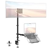 PUTORSEN Monitor Halterung mit Laptop Arm für 17 bis 49 Zoll Bildschirm und Notebook bis zu 17 Zoll, Neigbare Drehbare Schwenkbar, 81.8cm Stange Höhenverstellbar Monitorarm VESA 75/100mm