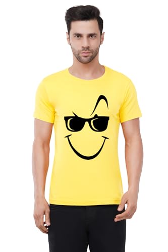 Caseria Men's Cotton Printed T-Shirt -Glare Smile | 100% Cotton |...
