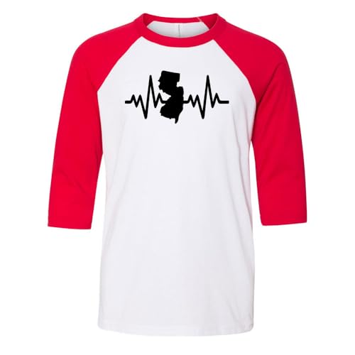 Heartbeat New Jersey Kids Three-Quarter Raglan Sleeve Baseball Shirt Youth Large White/Red