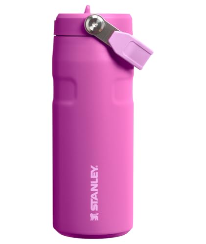 Image of Stanley IceFlow Flip Straw 2.0 Water Bottle 16 OZ | Built-In Straw with Larger Opening | Lightweight & Leak-Resistant | Insulated Stainless Steel | BPA-Free | Dark Blossom