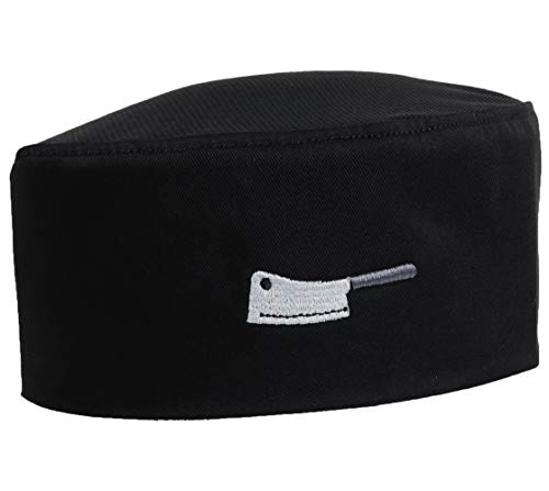 10oz apparel Mesh Top Chef Skull Hat with Piping (Black Chef Cleaver)