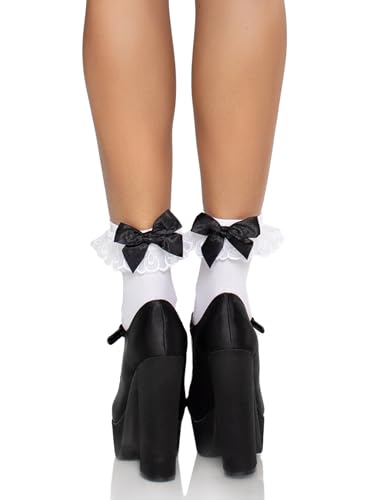 Leg Avenue Women's Ruffle and Satin Bow Anklet Socks