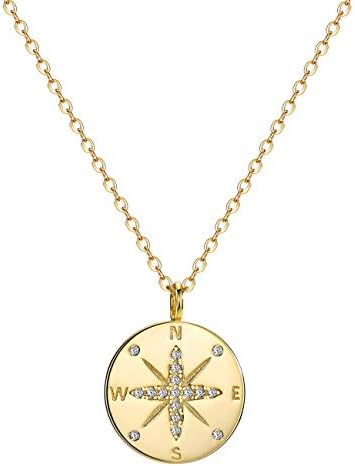 michooyel Medal Compass Necklace Gold 