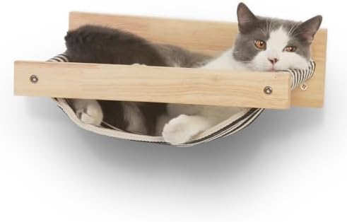 FUKUMARU Hammock Wall Mounted Cat Beds and Perches, Wooden Kitten...