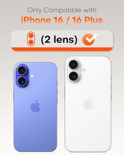Image of TOCOL Camera Lens Protector for iPhone 16 / iPhone 16 Plus Tempered Glass HD Individual Scratch Resistant Camera Cover Accessories Case Friendly 2 Pack(Blue)