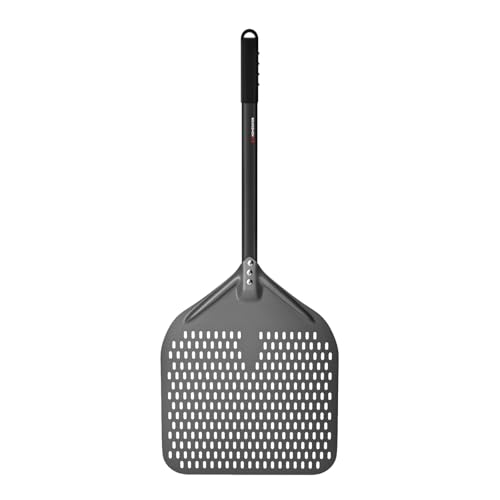 Image of G.a HOMEFAVOR 14 inch x 17 inch Perforated Pizza Peel 35 Inch overall, Rectangular Aluminum Pizza Turning Peel with Extended Silcone Handle For Baking Pizza Brick Oven