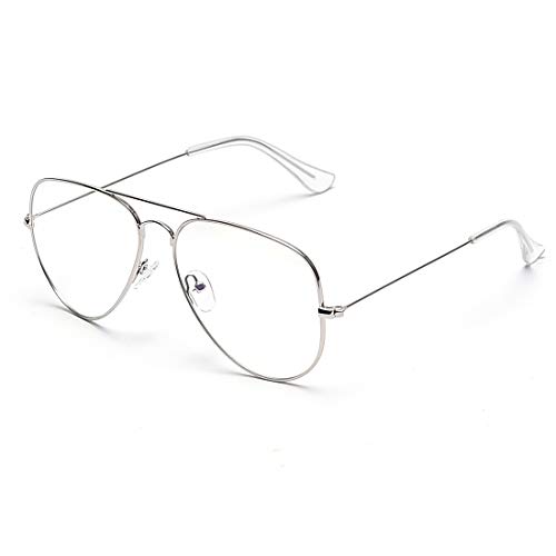 Dollger Gafas de lente transparente marco redondo de metal anti-luz azul gafas vintage gafas de lente transparente para hombres de mujer Cover