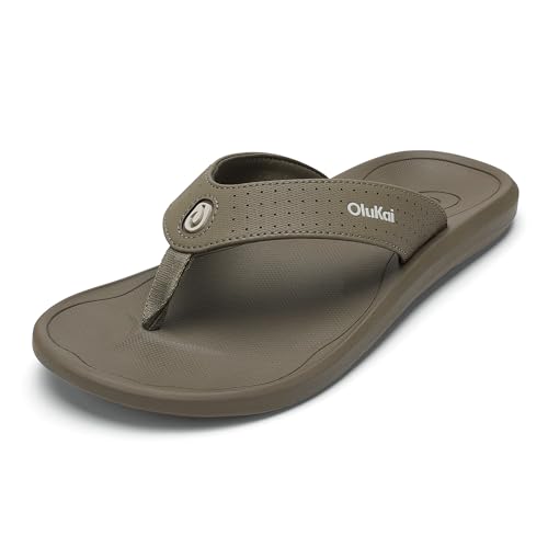 OluKai Ki'i Men's Beach Sandals, Quick-Dry Flip-Flop Slides, Water Resistant & Lightweight, Compression Molded Footbed & Ultra-Soft Comfort Fit, Walnut/Walnut, 11 by OluKai - Used condition - US$67.00