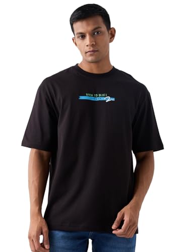 Image of Spykar Men's Oversized Round Neck Half Sleeve Solid Casual T-Shirt