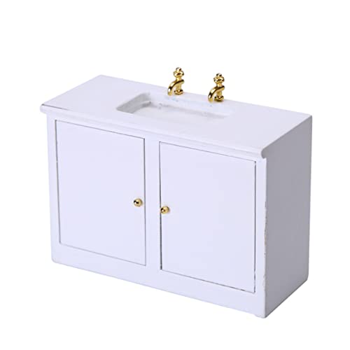 DIKACA 1 Pieza Mesa de Fregadero Toys Accesorios cocinita Accesorios para Cuarto baño baños complementos Accesorios en baño Muebles en Miniatura Modelo de Lavabo de Madera