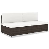 vidaXL Sofá Seccional de 2 Plazas Asiento Rinconero de Terraza con Respaldo Descansar Jardín Exterior Patio Parque de Ratán Sintético Marrón