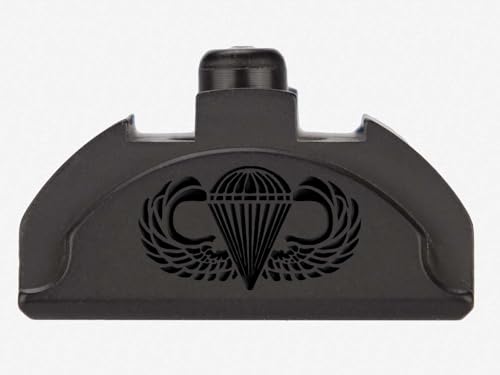 NDZ Performance Brass Grip Frame Plug for Glock 17 19 22 23 24 31 34 35 Gen 4-5 9mm .40 .357 .45 Gap with Backstraps, White Laser Engraving, Armor Black Cerakote - Airborne Jump Wings