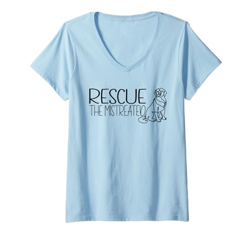 Womens Rescue The Mistreated Dog Rescue Animal Welfare Worker V-Neck T-Shirt