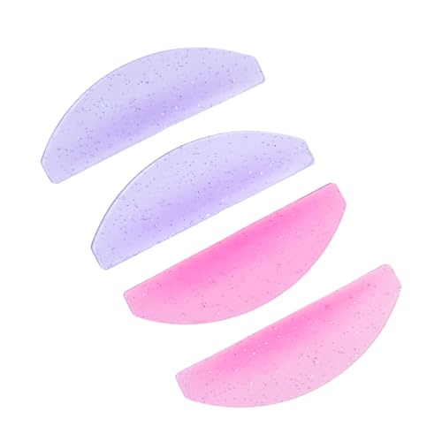 Lomansa Korean Flat Lash Lift Shields 4 Pcs Ultra-Thin Silicone Lash Lift Pads for Step 1 Perm Lotion Reusable Eyelash Lift Rods for Salon Use Purple & Pink