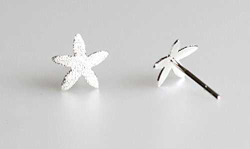 925 Sterling Silver Frosting Pentagram Stud Earrings