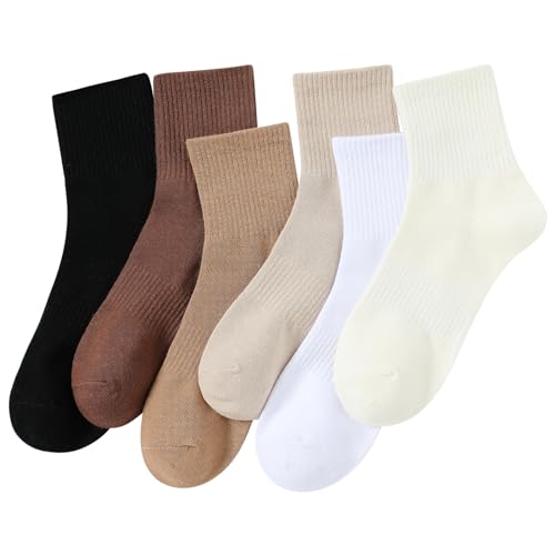 Image of Women Cute Crew Socks Neutral Cotton Socks Casual Aesthetic Slouch Boot Socks for Women Granola Girls Clothes