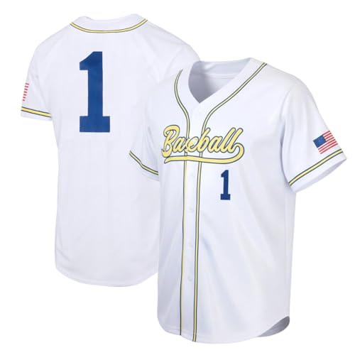 Baseball Jersey Shirt Men Baseball Player T-Shirt Game Day Fans Graphic Tees Quick-Dry Button up Short Sleeve