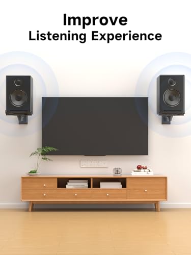 Image of suptek Large Dual Side Clamping Bookshelf Speaker Wall Mounting Bracket for Large Surrounding Sound Speakers, Hold up to 55lbs Black SPM201LB