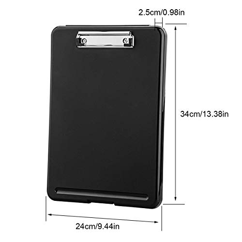 ZCZN Clipboard with Storage, Foldable Storage Clipboard, Nursing Clipboard for School, School, Office, Jobsite or Medical Staff, 9.84 x 13.78 Inches, Black image 3