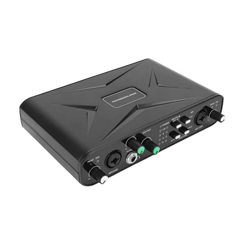 Fockety Tarjeta de Sonido USB Externa, Interfaz de Audio de 32 Bits 384 KHZ con Preamplificador de Micrófono y Alimentación Fantasma de 48 V, para Transmisión en Vivo, Grabación,