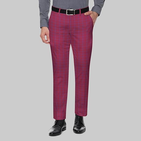 Image of BIGREAMS Unstitched Checkered Suiting Luxury Pants Fabric for Men - 1.5 Meter Pant Piece | Premium Blended Material | Soft Finish | Ideal for Formal Trousers