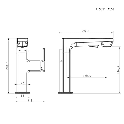 Robinet smart digital basin lavabo télescopique gris chaud