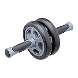 Relaxdays Bauchroller, Bauchtrainer für Zuhause, Damen & Herren, rutschfest, Fitnessrolle mit Gummirädern, schwarz/grau 10037564