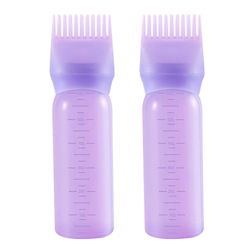 PAEFIU 2 Piezas Aplicador Aceite Pelo Profesional, 170ml Hair Oil Applicator con Escala, Aplicador Aceite Cabello Botella con Cepillo para Lubricación del Cebello Teñir el Cabello